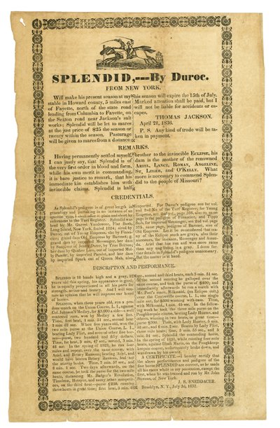 Certified by Duroc, Brooklyn, N.Y., July 3, 1832 by J.S. Sneddacer